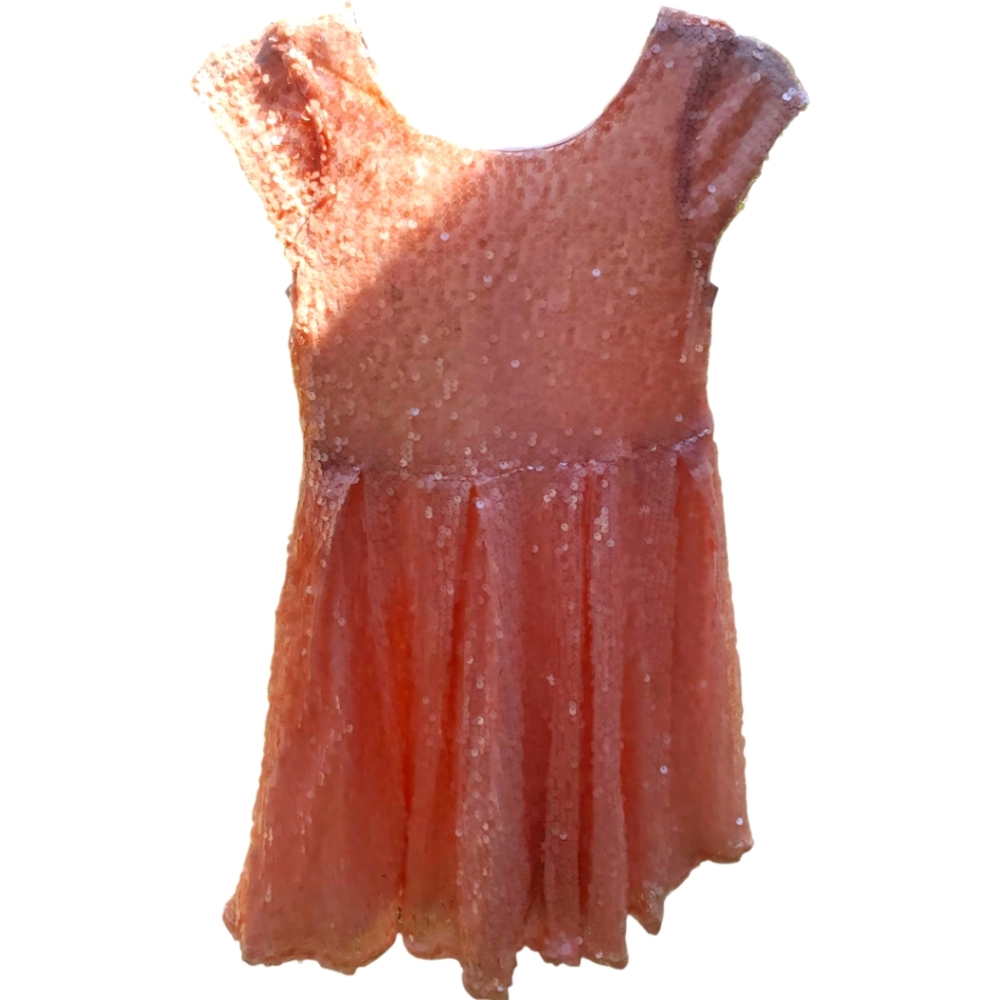 ʕ·ᴥ·ʔ P.S. COUTURE Aeropostale Girls Peach Sequins Dress Size 14